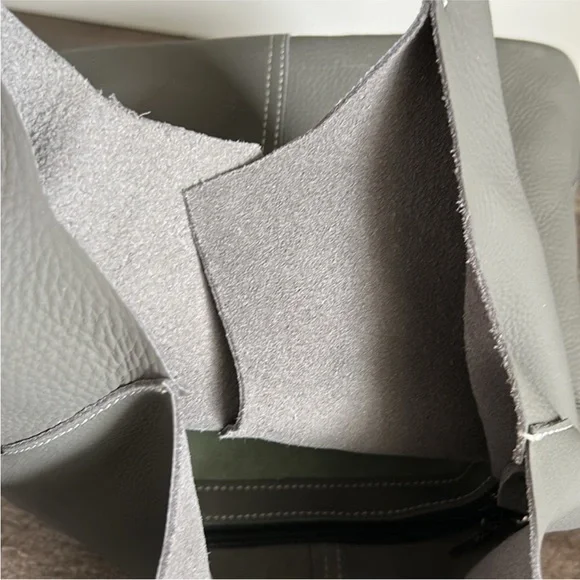 NWOT Gray Leather Tote Bag - Picture 11 of 12